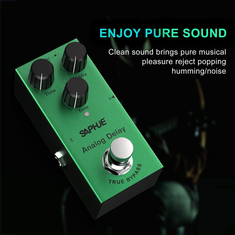 SAPHUE Analog Delay Guitar Effects Pedal Effect Pedals Time/Mix/Repeat Knob with Steel Metal Shell Mini Single Type Dc 9V with True Bypass Switch for Multi Electric Guitar Kit - Image 3